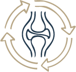Symbol für die Behandlung von Gelenkbeschwerden und die Wiederherstellung der natürlichen Bewegungsfreiheit.